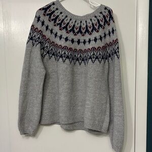 Old Navy Gray fair isle wide neck sweater